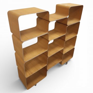 Regalsystem HIVE 2, Eichenholzfurnier mit Alu, Alubeine lackiert