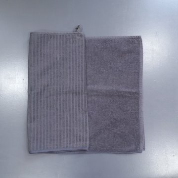 Saunatuch 150x50 grau, Blockstreifenmuster, 1/3 glattes Frottee