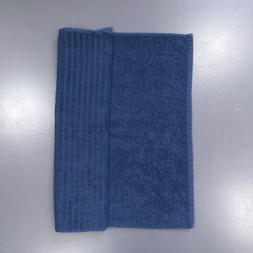 Handtuch 100x50 dunkelblau, Blockstreifenmuster, 1/3 glattes Frottee