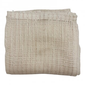 Gardine, ca.240/260x240cm, vergilbt, Netzstruktur, wollartig, verdickter Faden, Bleiband