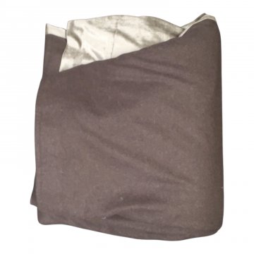 Vorhang H316xB280 dunkelbraun Wolle, gefüttert mit Baumwollvelour, grün silber glänzend, schwer, mit Gardinenband