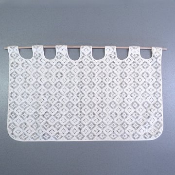 Wandbehang 55x85 creme, Rhombenmuster, gehäkelt, Schlaufenaufhängung