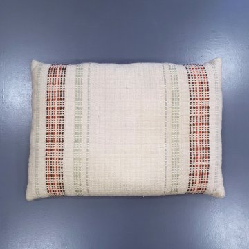 Sofakissen 50x60 Dralon creme, durchzugene Wollfäden in blass resedagrün, dklbraun und teracotta