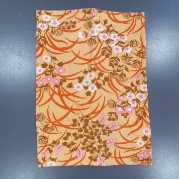 Handtuch 52x38 lachs,weiß braun, rosa Blüten + orangene Gräser