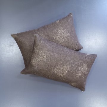 Kissen 30x50 Leinen, braun, beige getupft (Federinlett)