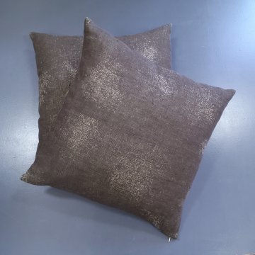 Kissen 50x50 Leinen, braun, beige getupft (Federinlett)