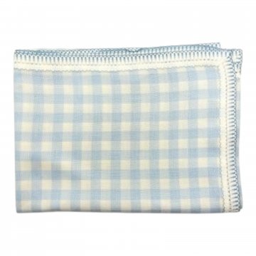 Tischdecke, 130x170cm, blau/weiss kariert, Spitzenkante, Vintage