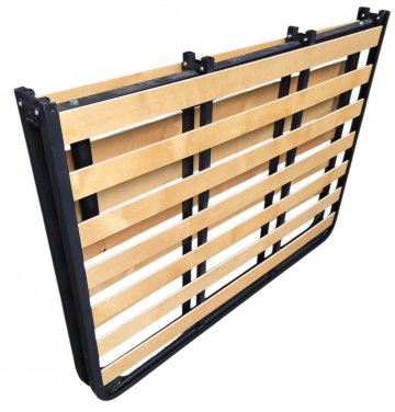 Camping, Gästebett, LINDA, klappbar mit Polsterauflage, schwarzes Metallgestell, 6 Füße, 140x200cm, Bett