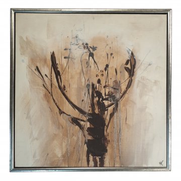 Bild JTW Abstrakt 60x60 cm, weiss beige schwarz, Silberrahmen, PAINTING 04 - RECHTE: FTA 