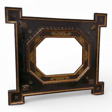 Spiegel schwarz/gold, 112x127 cm, m. ausgestellten Ecken