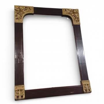 Wandspiegel Jugendstil, Mahagonirahmen mit 4 verzierten Bronzeecken, 64x85 cm