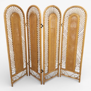 Paravent, NEU, Bambus hell, vierteilig, mit Sprossen und Rohr