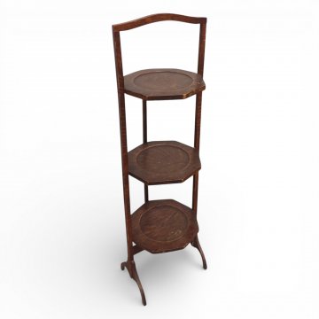 Etagere, EKL, Eiche dunkel, 8-eckig, 3 Ablagen, Bügel, H: 90 cm, 24 cm ø