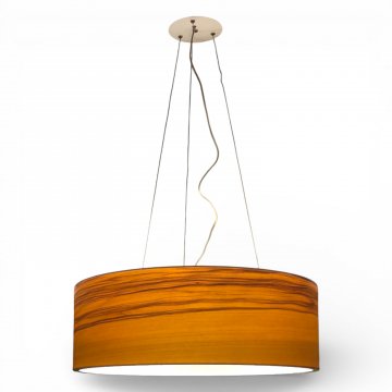 Hängelampe FUNK 60/20P, Schirm Satin Nussbaum, Drahtseilaufhängung, Baldachin, 3x E27 max.60W