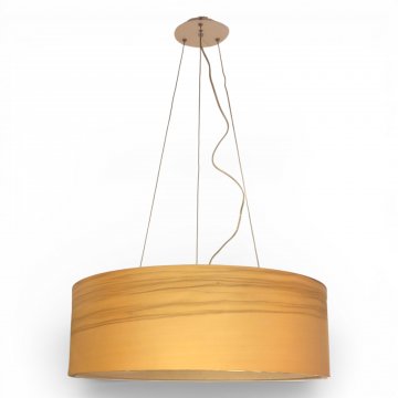 Hängelampe FUNK 60/20P, Schirm Satin Nussbaum, Drahtseilaufhängung, Baldachin, 3x E27 max.60W