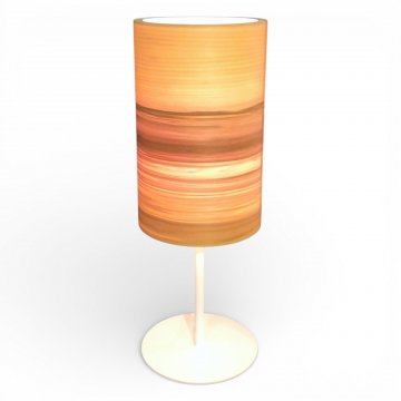 Tischlampe FUNK 16/26T, Röhrenschirm Satin Nussbaum, Fuß weiß, 1x E27 max.60W