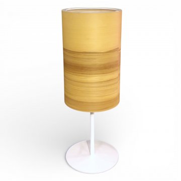 Tischlampe FUNK 16/26T, Röhrenschirm Satin Nussbaum, Fuß weiß, 1x E27 max.60W