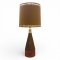 Tischlampe WOOD&amp;ALUMINIUM, Alu Kegelform dkl.braun, Boden Holz dkl.braun, H49, 1 flg. E27 max.60W