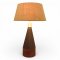 Tischlampe WOOD&amp;ALUMINIUM, Alu Kegelform dkl.braun, Boden Holz dkl.braun, H49, 1 flg. E27 max.60W