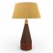 Tischlampe WOOD&amp;ALUMINIUM, Alu Kegelform dkl.braun, Boden Holz dkl.braun, H49, 1 flg. E27 max.60W