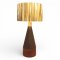 Tischlampe WOOD&amp;ALUMINIUM, Alu Kegelform dkl.braun, Boden Holz dkl.braun, H49, 1 flg. E27 max.60W