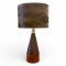 Tischlampe WOOD&amp;ALUMINIUM, Alu Kegelform dkl.braun, Boden Holz dkl.braun, H49, 1 flg. E27 max.60W