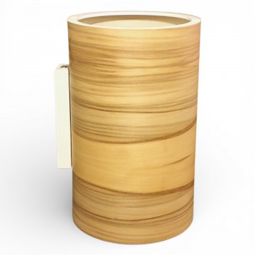 Wandlampe FUNK 16/26T, Röhrenschirm Satin Nussbaum, Aufhängung weiß, 1x E27 max.60W