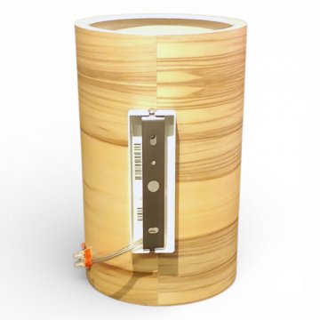 Wandlampe FUNK 16/26T, Röhrenschirm Satin Nussbaum, Aufhängung weiß, 1x E27 max.60W