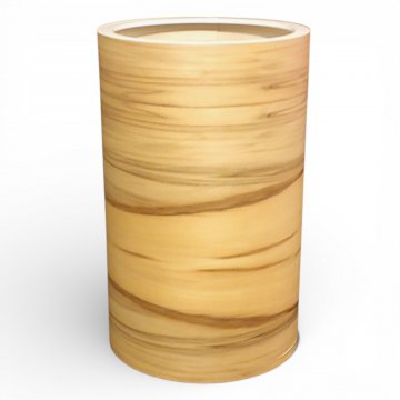 Wandlampe FUNK 16/26T, Röhrenschirm Satin Nussbaum, Aufhängung weiß, 1x E27 max.60W