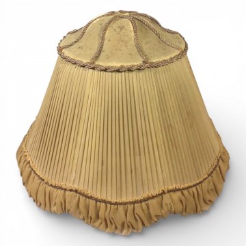 TL-Schirm, graue Seidenfalte m. Kuppel u. Rüsche gewellt, Silberborte, ø32, h 22cm