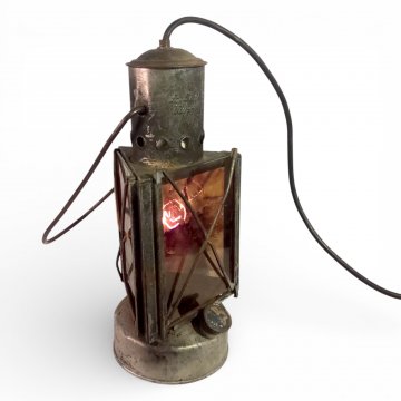 Handlaterne Petrostil elektrifiziert, Metall, dreieckig, verglast, Tragbügel, 1-flg. E27, max. 60W, Ø12, H30