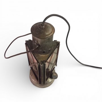 Handlaterne Petrostil elektrifiziert, Metall, dreieckig, verglast, Tragbügel, 1-flg. E27, max. 60W, Ø12, H30