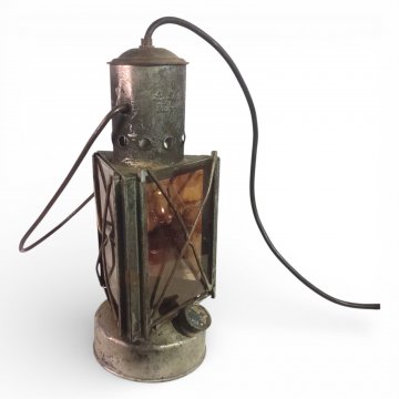 Handlaterne Petrostil elektrifiziert, Metall, dreieckig, verglast, Tragbügel, 1-flg. E27, max. 60W, Ø12, H30