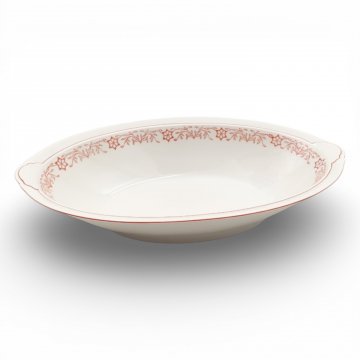 Gemüseschale, oval, tief, Bavaria, Porzellan, weiss, rote Ranken, 34x21cm