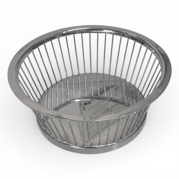 Brotkorb, Edelstahl, silberfarben, außen gestäbt, rund, ca. 8cm hoch, ca. 18cm im Durchmesser, 2000er Jahre