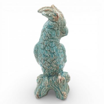 Figur KAKADU, türkis crackle, Keramik, H30
