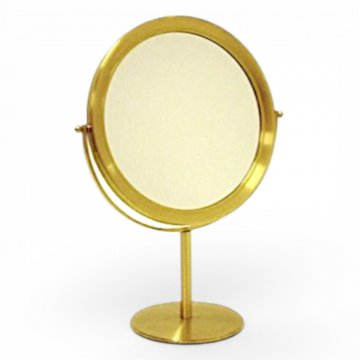 Tischspiegel, Messing eloxiert, kippbar, Metallfuß, H41xø27