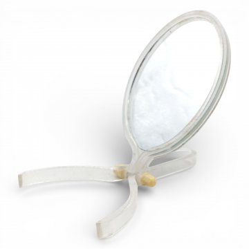 Handspiegel, Plexiglas, Griff klappbar als Standfuß, H22