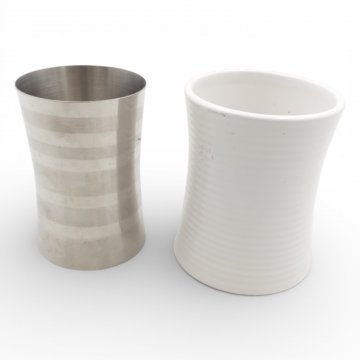 Zahnputzbecher 1x Keramik weiß, 1x Metall, R