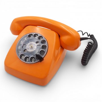  Telefon, mit Wählscheibe, grau/grün/orange, Deutsche Post, 70er 