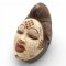 Wandmaske, Holz, Frau, asiatisch, braun/beige, 18x27cm, handgeschnitzt, Patina