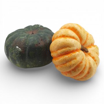Kürbis Pappmaché, Styropor, grün, gelb, Ø25cm
