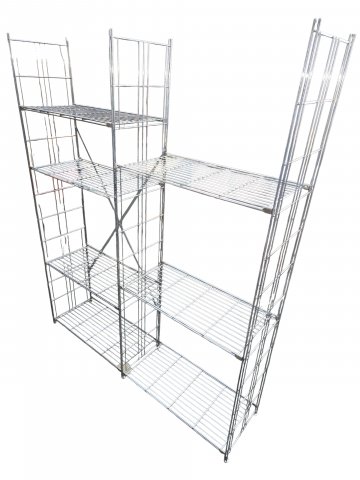 Metallregal BALTON chrom doppelt, 170 (85) x39cm, h 210cm, 7 Böden, 3 Seitenteile, 1x Metallkreuz an Rückseite