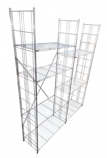 Metallregal BALTON chrom doppelt, 170 (85) x39cm, h 210cm, 7 Böden, 3 Seitenteile, 1x Metallkreuz an Rückseite