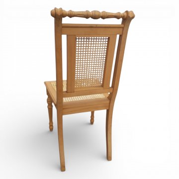 Stuhl, um 1880, naturfb. mit Rohrgeflecht in Sitz und Rücklehne