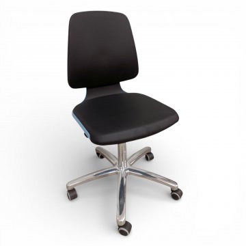 Drehstuhl/Laborstuhl BIMOS LABSIT 2, Kunststoffschale blau, Kunstleder schwarz, auf Rollen, höhenverstellbar, B64xT64, Sitzhöhe 49 - 69 cm