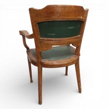 Schreibtischsessel Jug., hell Eiche,  Polster grün Leder