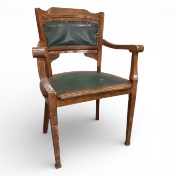 Schreibtischsessel Jug., hell Eiche,  Polster grün Leder