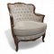 Sessel Chippendale, Rahmen Nussbaum verziert, Polster hell Velours, kapitoniert mit losem Sitzkissen, zu Sofa 03100195