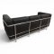 Sofa LE CORBUSIER LC2, 3-Sitzer, Chromgestell, Polsterkissen Leder schwarz, B182xT70xH68, CASSINA